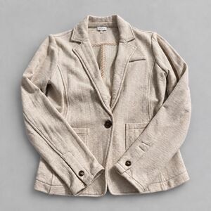 Ecru Classic Blazer Textured Cream Womens S Quiet Luxury Modern Classic
